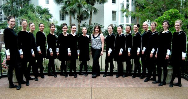 Bluegrass Ceili Academy director Megan Moloney with dancers at the 2009 Irish dance national championships in Nashville, Tennessee. 