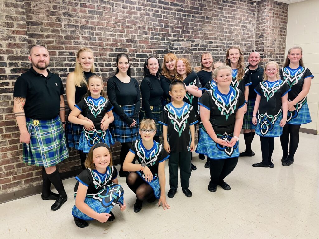 A group of students who take  Irish dance classes in Lexington with Bluegrass Ceili Academy in 2024
