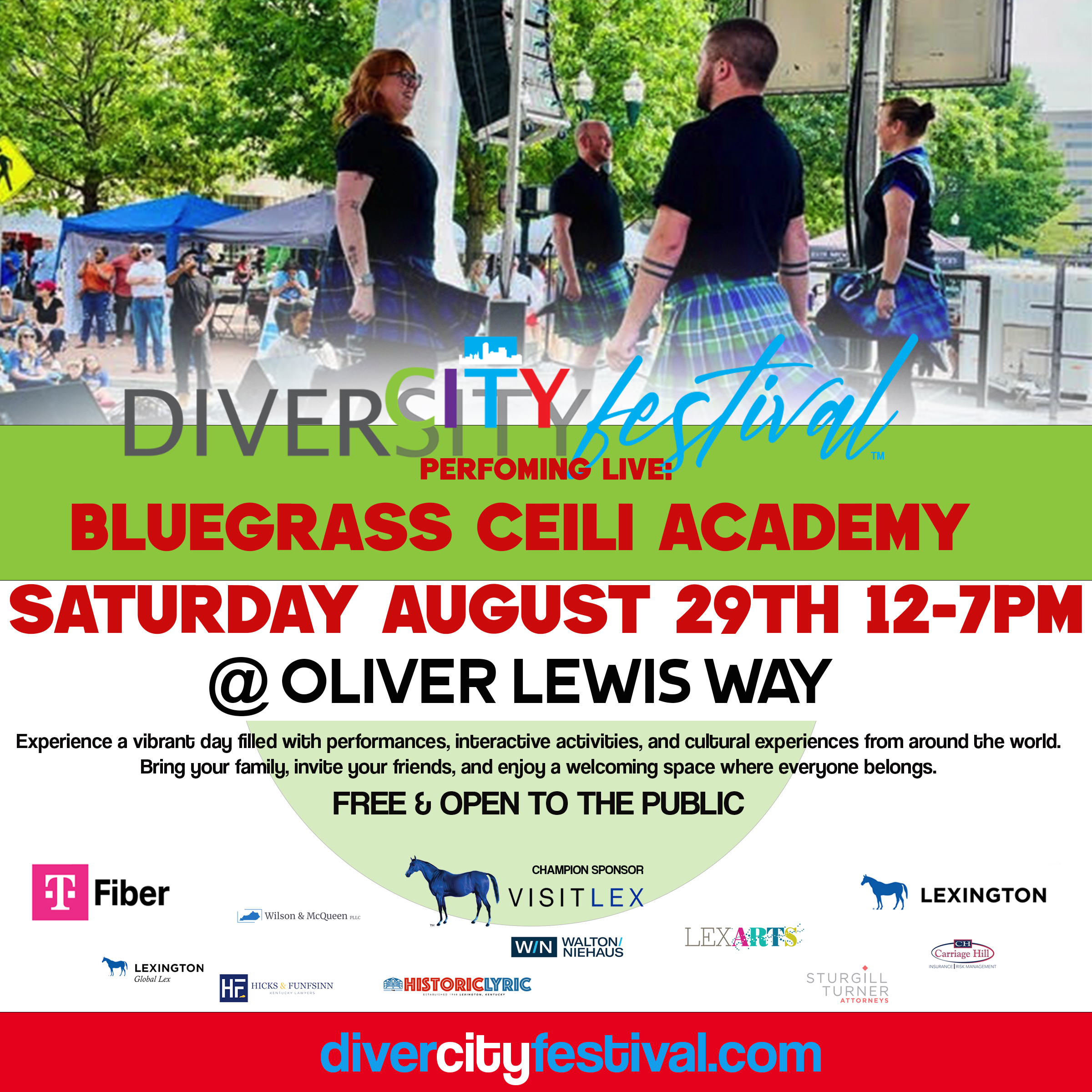 Performance graphic for Bluegrass Ceili Academy at the Lexington DiverCity Festival